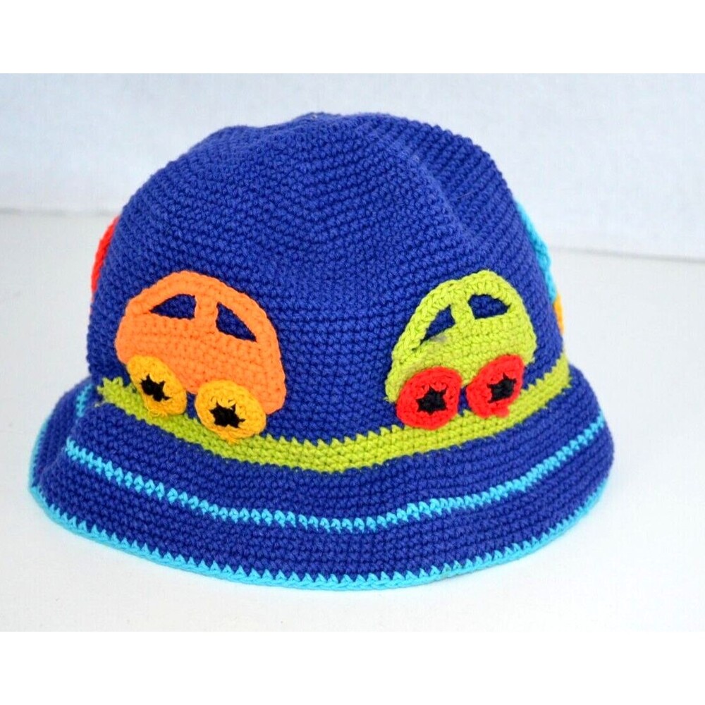 Day Lee Design Crochet Blue Bucket Hat 1-2 Years Cars SAN DIEGO HAT CO Boy Girl